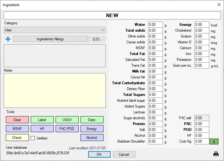 Screenshot: Ingredient Tutorial
