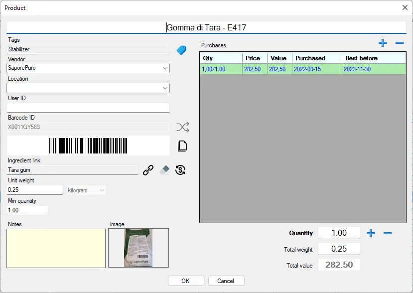 Screenshot: Production planning