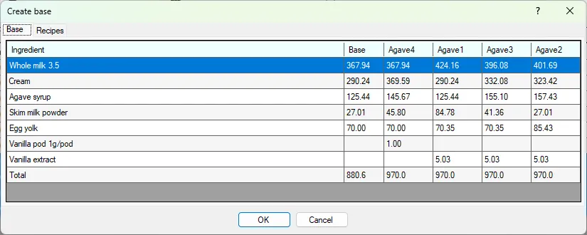 Screenshot: Create Base Dialog