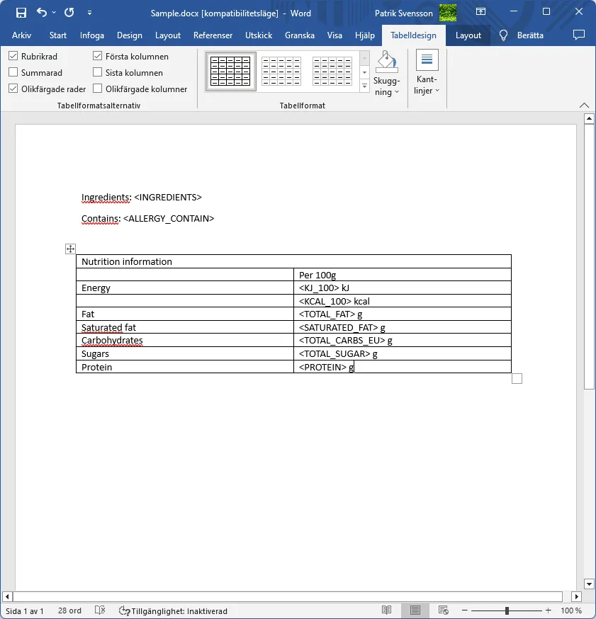 Screenshot: Reports Dialog