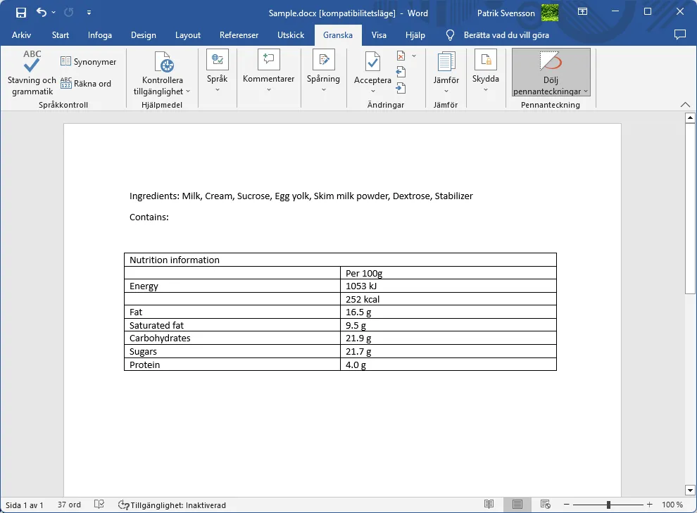 Screenshot: Reports Dialog