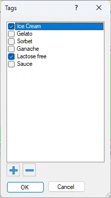 Screenshot: Tags Dialog