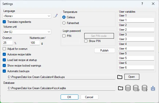 Screenshot: Settings Dialog