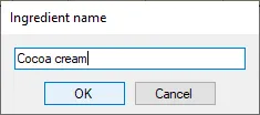 Screenshot: Create an ingredient from a recipe