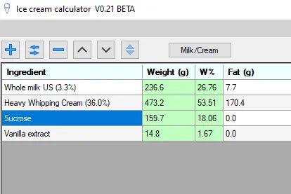 Screenshot: Converting a recipe