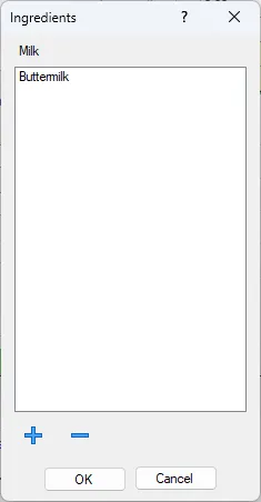 Screenshot: Wizard Ingredients Dialog