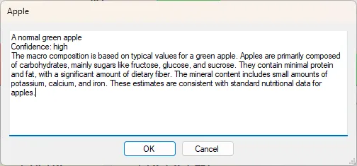 Screenshot: Ingredient from AI Dialog