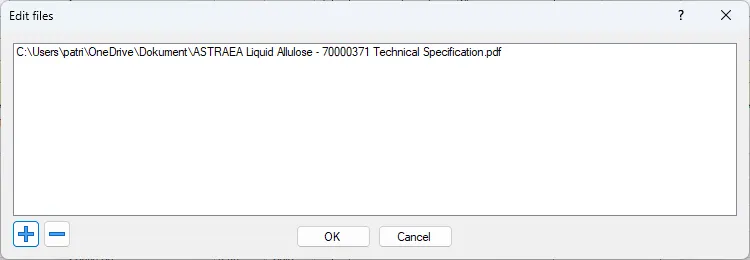 Screenshot: Edit Files Dialog