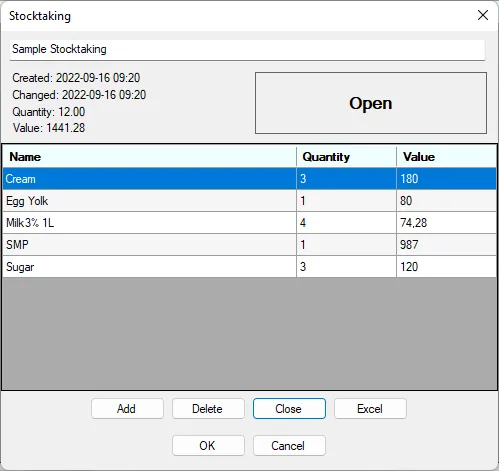 Screenshot: Production planning