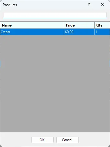 Screenshot: Add Product Dialog